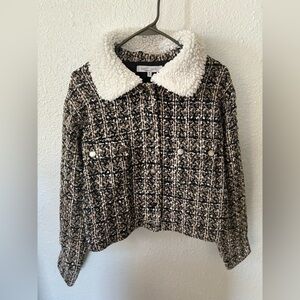 SWEET RAIN Young Contemporary Plaid Jacket with Sherpa collar Fully Lined